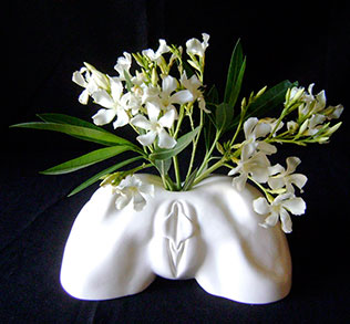 Floralanus nude female torso erotic vase